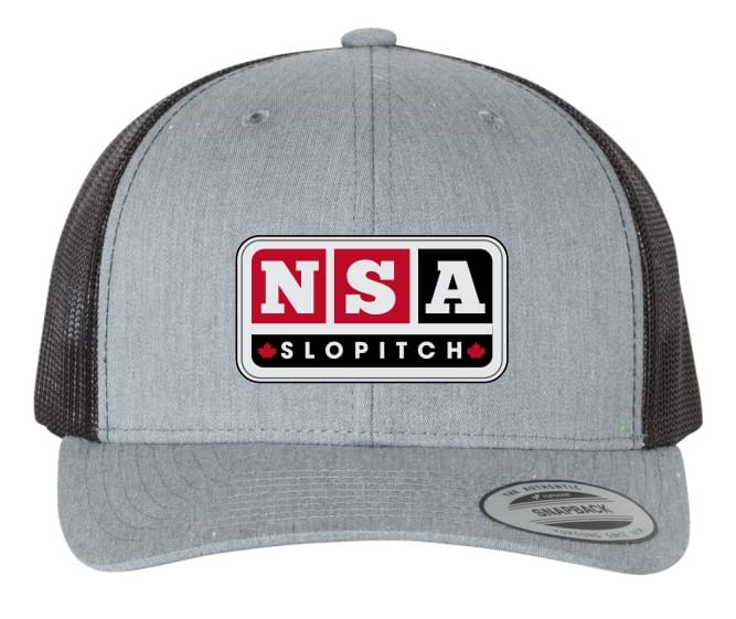 Adjustable 6 panel Heather Grey/Black Trucker Hat