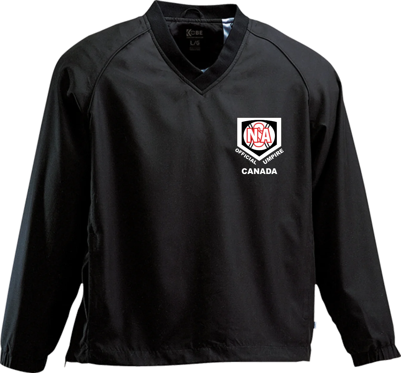 NSA Canada Umpire V Neck Wind Jacket- KOBE- Black