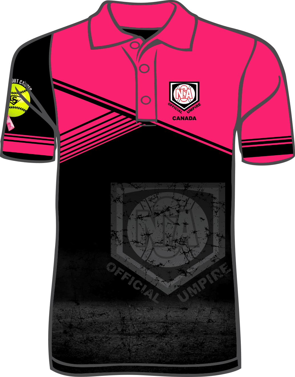 NSA Canada Official Umpire Pink Polo - Strike Out Cancer