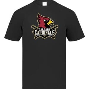 Calgary Cardinals Black Short Sleeve Performance Full Color Logo Tee
