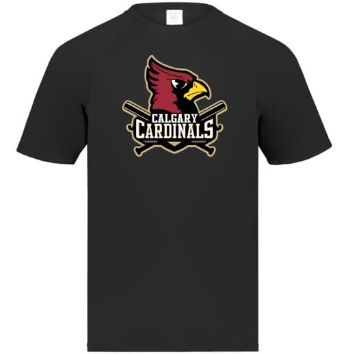 Calgary Cardinals Black Short Sleeve Performance Full Color Logo Tee