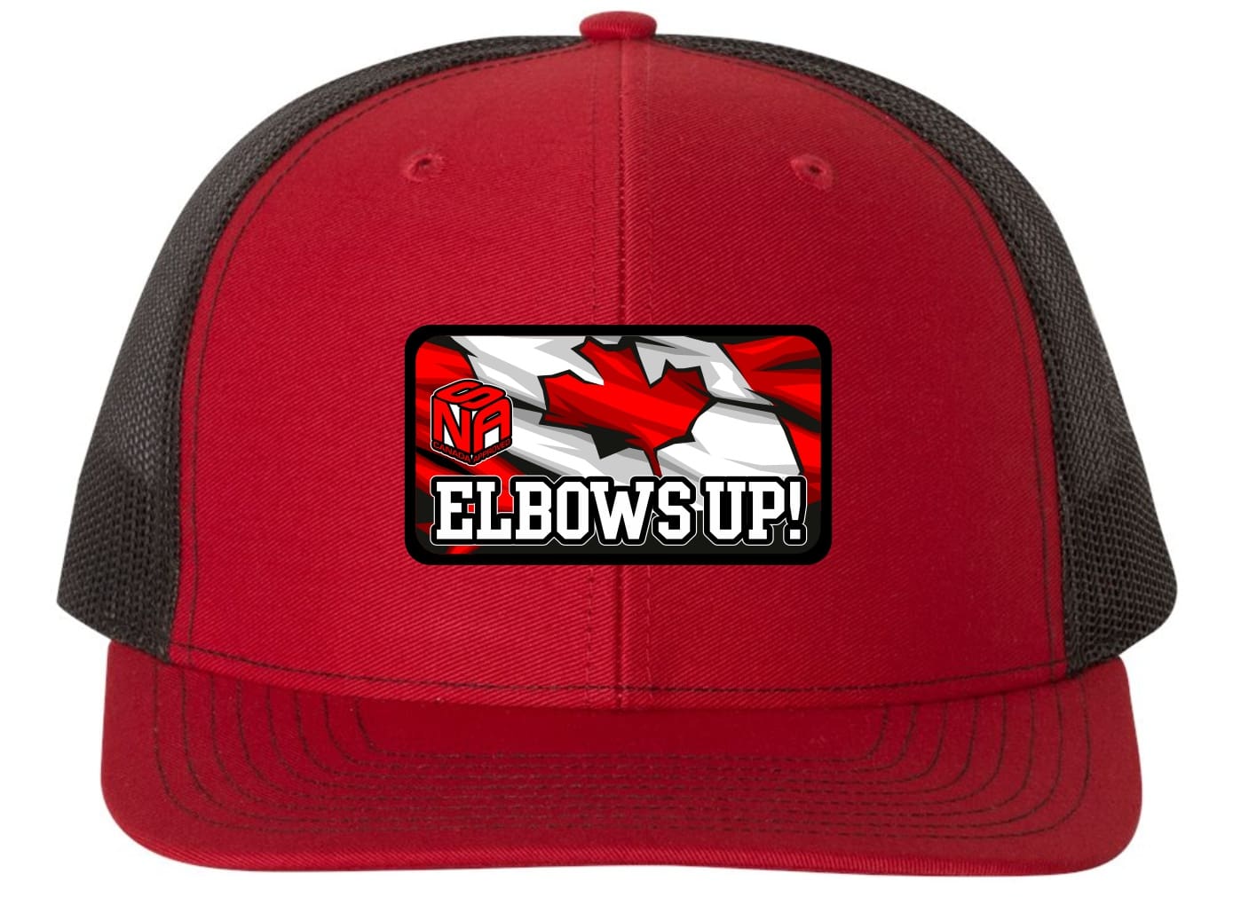 NSA Elbows Up Canadian Red Trucker Snapback Hat!